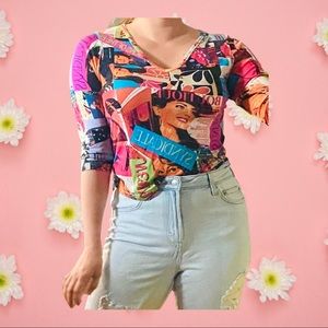 Vintage 1990s Pop Art Blouse Silk